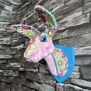 multi coloured embroidered hare